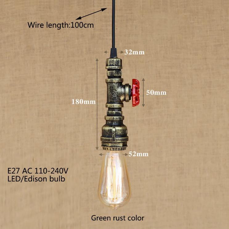 Loft Industrial Iron Water Pipe Steam Punk Vintage Pendant Lamp Cord E27 Led Pendant Lights Bedroom
