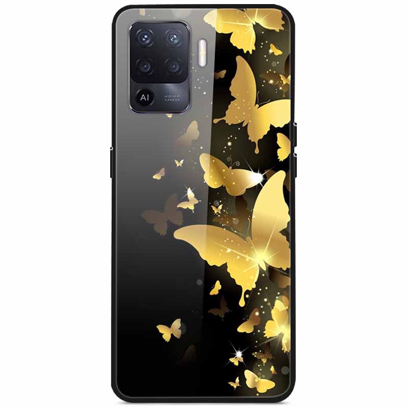Tempered Glass Case For Oppo Reno5 Lite Hard Back Cover for Oppo Reno 5 Lite Luxury Painted Reno5Lite Funda 6.43'' Shockproof