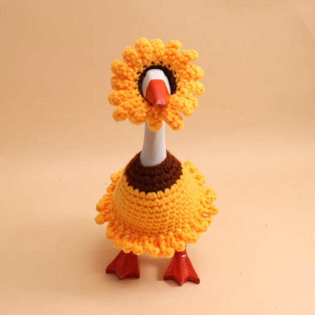 Valentine's Pearl Desktop Goose Set with Mini Knitted Hat & Adjustable Wings Clothing