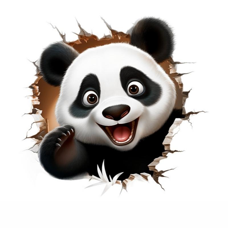 HD 3D Panda Car Stickers Scratch Covering UV Cartoon Car Body Door Stickers Personalized Creative 3D Electric Car Stickers