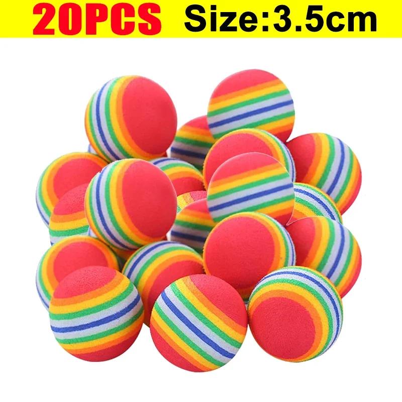 100/10 PIEZAS Pelotas de Juguete para Mascotas Interactivas Arcoíris Bolas de EVA Juguetes de Entrenamiento para Gatos Perros Bolas Suaves de Salto Automático Suministros para Jugar Mascotas