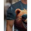 Men's 3D Printed Round Neck Casual T-shirt for Summer Wear Lightweight Breathable Trendy Versatile No Pressure Bear Pattern T-shirt