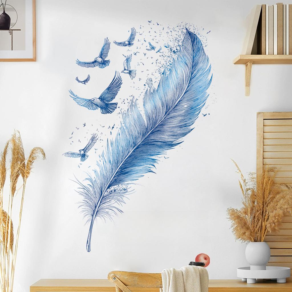 Sticker Porch Decorative Wall Sticker Creative Dining Room Background Wall Sticker Feather Sticker
