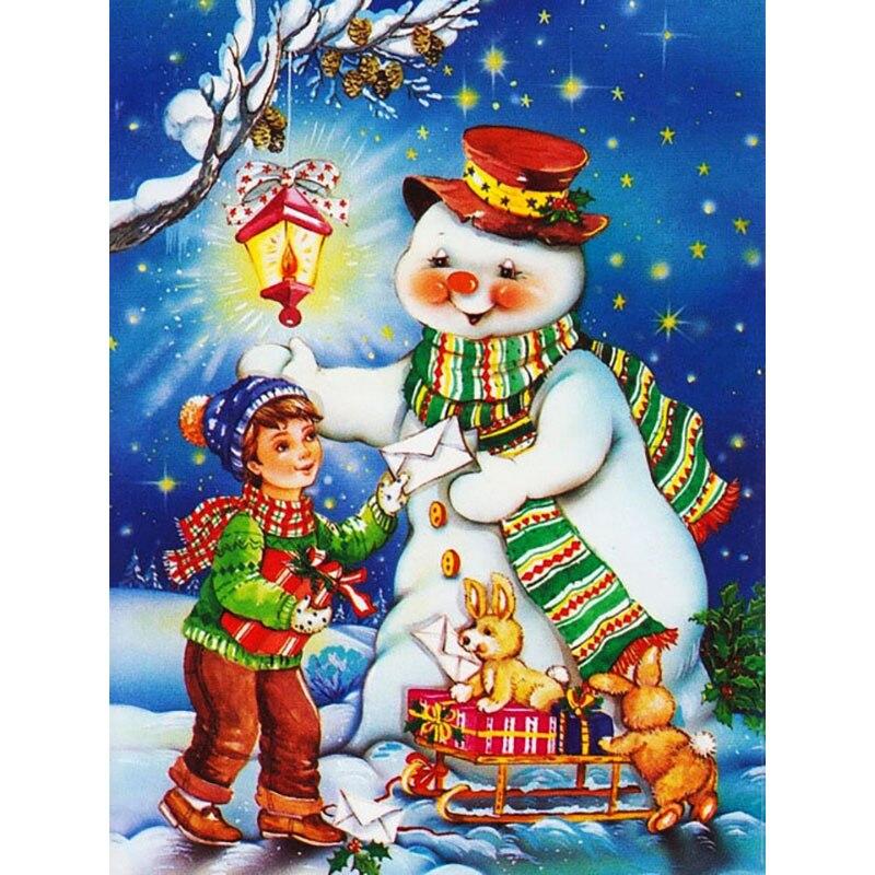 5D Diamond Painting Cartoon Snowman Diamond Embroidery Snow Scene Cross Stitch Full Round Drill Home Decor Christmas Gift