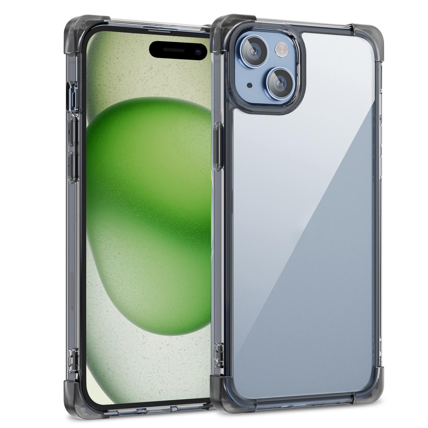 

For iPhone 15 Case Reinforced Corners TPU+Acrylic Clear Phone Back Cover Transparent Black
