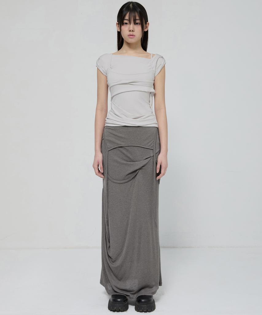 Peulleeoeob Layered Bustier T-Shirt (Fl-108_Cloud White)