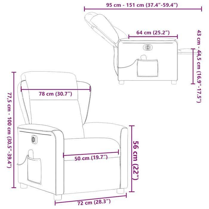VidaXL Fauteuil de massage inclinable électrique Noir Tissu 3303126