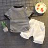 0-5 Years Boys Summer Short-sleeved Striped Polo Shirt Two-piece Set
