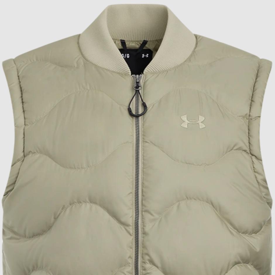 Under Armour Logo Solid Color Stand Collar Casual Lightweight Sleeveless Down Vest Unisex Vest Urban-Khaki 1389319-299