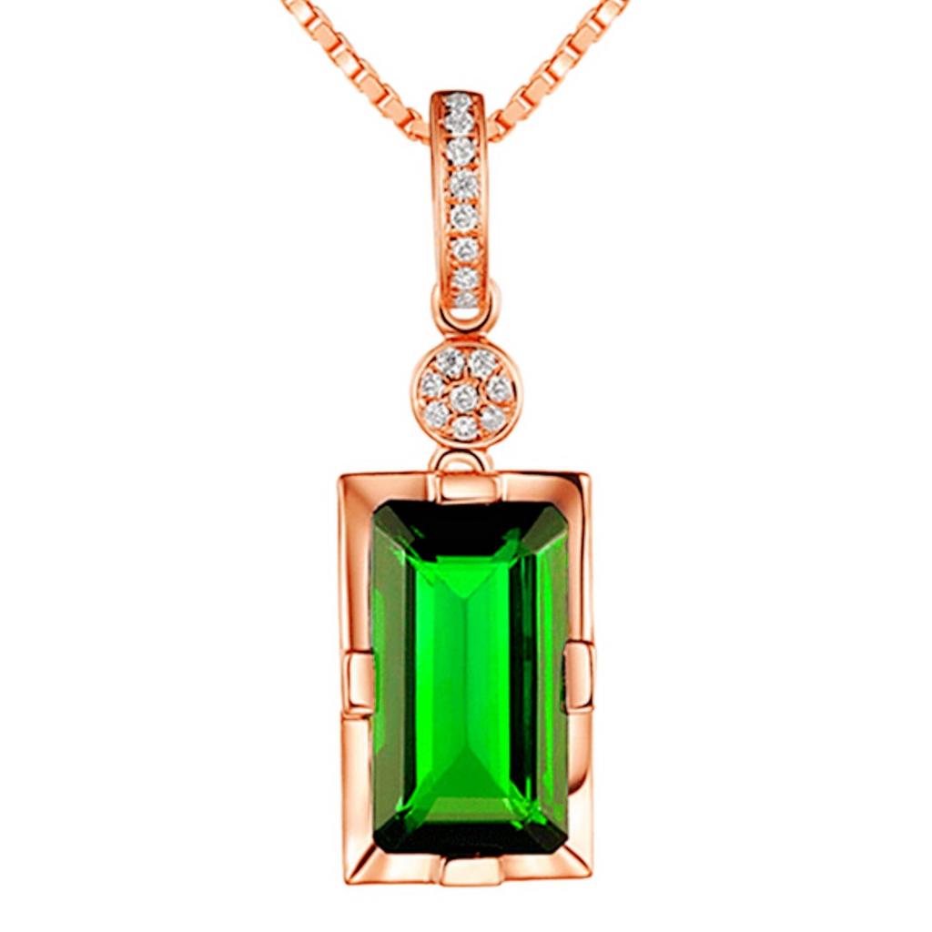 Rose Gold Plated Emerald and Diamond Jewelry Set