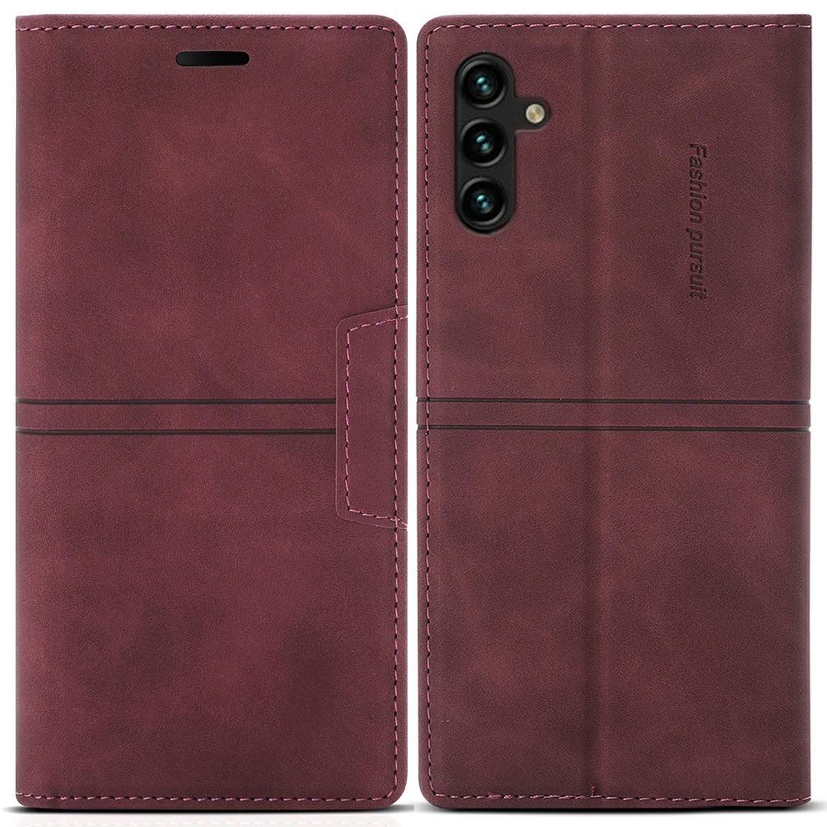 

For Samsung Galaxy A26 5G Wallet Case Magnetic Closing Leather Phone Cover Wine Red