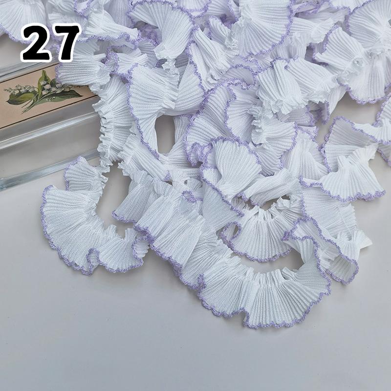 1M Lace Ribbon Sheer Chiffon Elastic Ruffle Ribbon Lace Trim for Dress Diy Apparel Sewing Fabric Wedding Party Accessories New