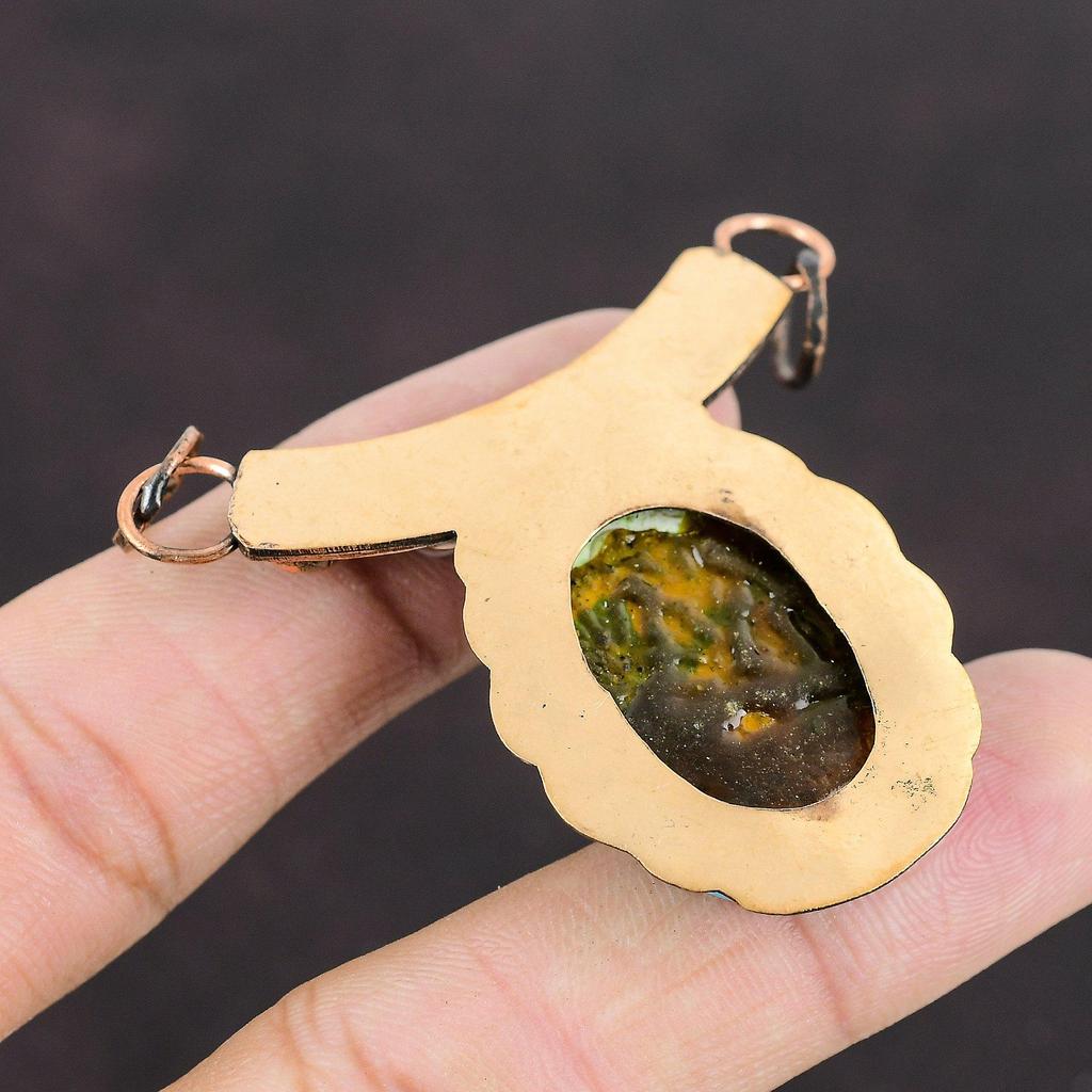Arizona Turquoise Pendant Copper Jewelry Rainbow Moonstone Pendant Handmade Pendant Beautiful Copper Pendant Gemstone Pendants Gift For Him