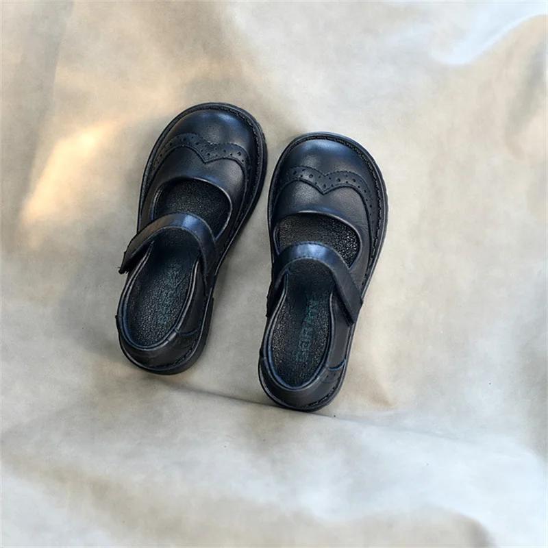 2026 Spring Children Genuine Leather Shoes Black White Toddler Girls Flat Shoes Fashion Bow Kids School Shoes Girl High Quality