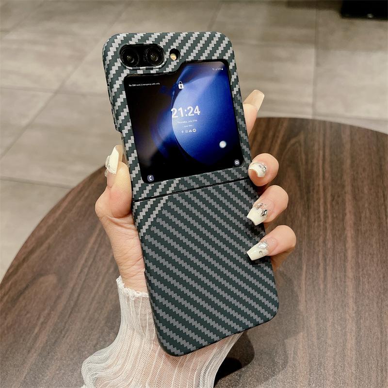 

Текстура углеродного волокна подходит для чехла для мобильного телефона Samsung Zflip5, соответствующий цвету Zflip3 Advanced Sense, складной жесткий чехол Huawei X5 Samsung Z-Flip4