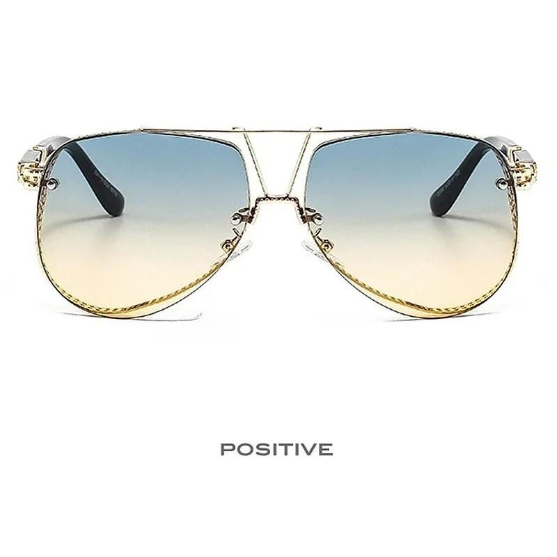 Oval Sunglasses Men Women Luxury Trend Brand Designer Metal Alloy Frame Gradients Lens Conspicuous Pilot Hombre