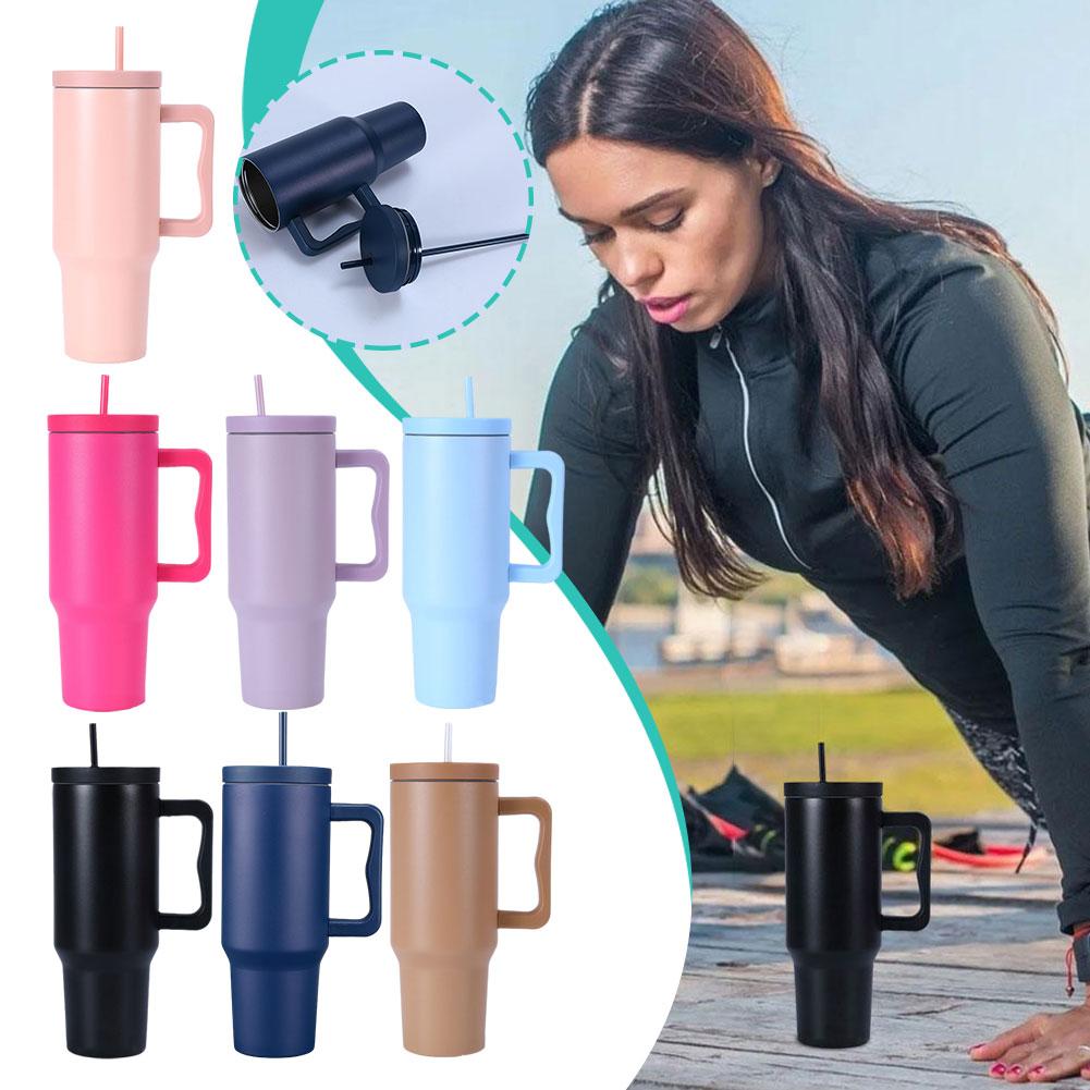 40 Oz Tumbler With Handle Vacuum Insulated Mug With Lid Stainless Steel Coffee Cup Reusable Water Bottle For Sport