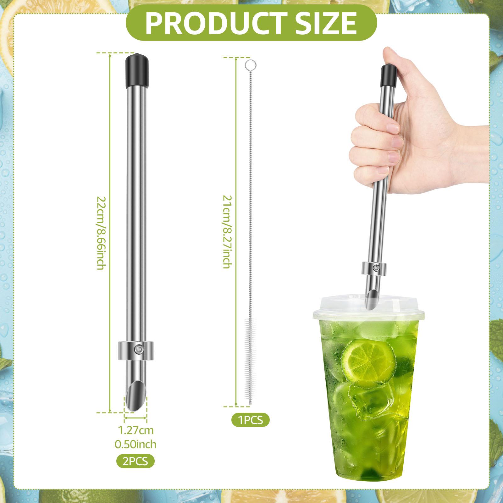 Stainless Steel Cocktail Muddler Straw Puncher Brush Tool Cocktail Muddler Long Drink Stirrer Bartender Spoon Bar Accessories