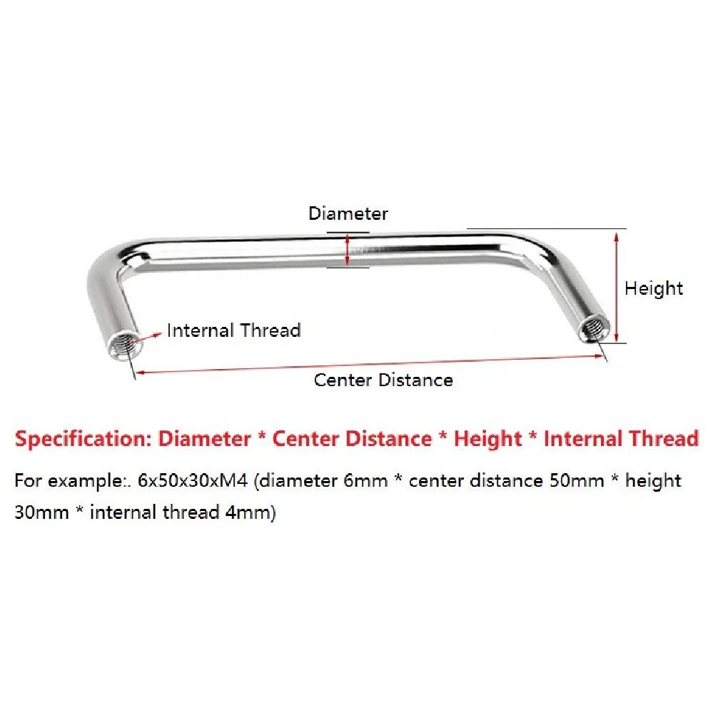 M4-M8 304 Stainless Steel Solid U Shape Pull Handle Welded Cabinet Wardrobe Door Knob Furniture Hardware