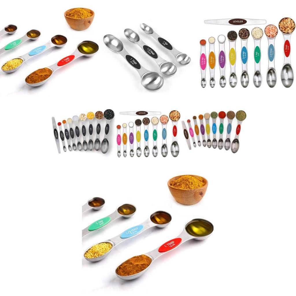 Neunteiliges Magnetisches Messlöffel-Set Mit Abstreifer Zum Abmessen Für Backen Und Würzen