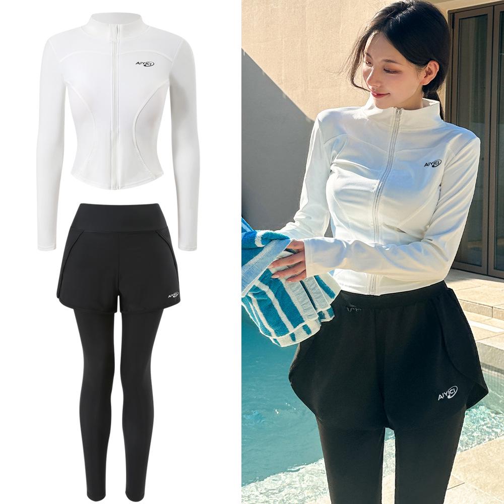 Women s Long Sleeve UV Protection Diving Suit for Snorkeling and Beach - Quick Dry, Slim Fit, Conservative Design 2XL белый