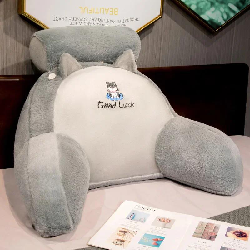 Имитация кроличьей шерсти, плюшевая меховая спинка кровати, для беременных женщин, защита талии, подушка для офисного кресла, подушка с изображением мультяшного кота 60x45cm