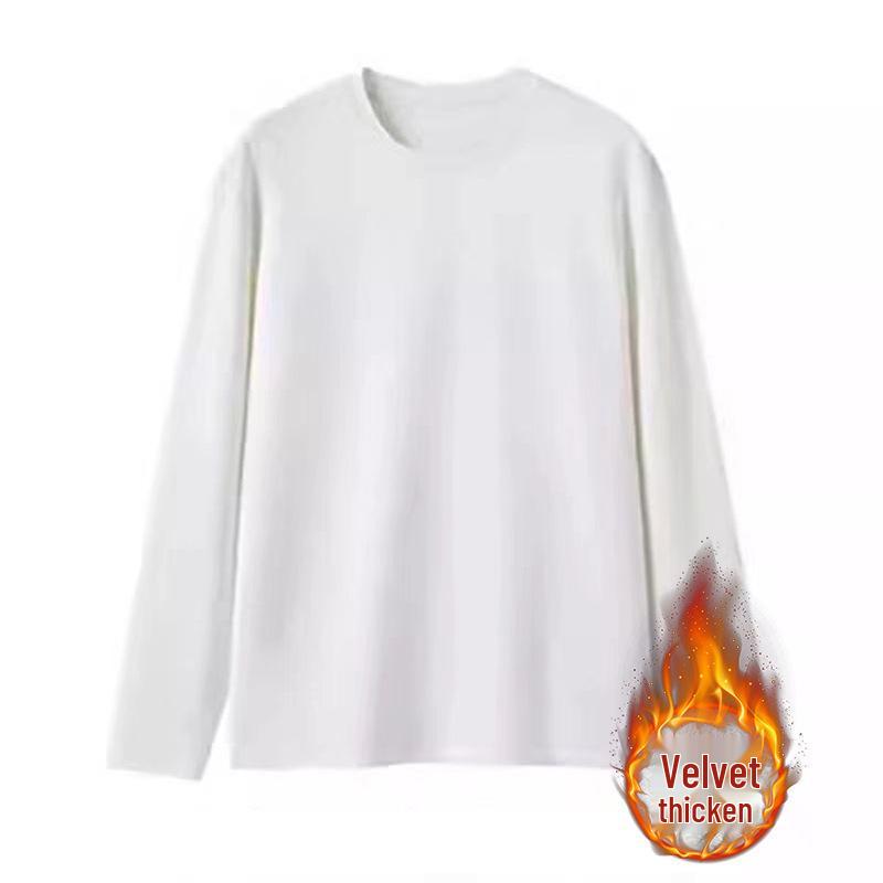 Heren Fleecegevoerd Dik Warm T-shirt met Lange Mouwen, Ronde Hals, Plus Size, Herfst Winter Basislaag.