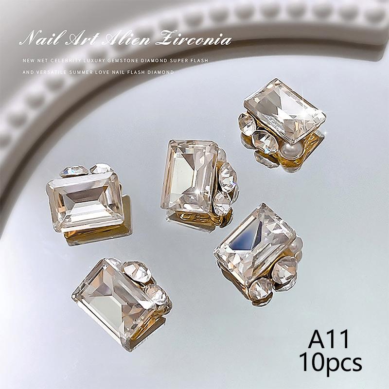 10Pcs/lot Nail Charms Jewelry Luxury Nail Parts Gems Stones Crystal Rhinestones Nail Art Decoration Accessories