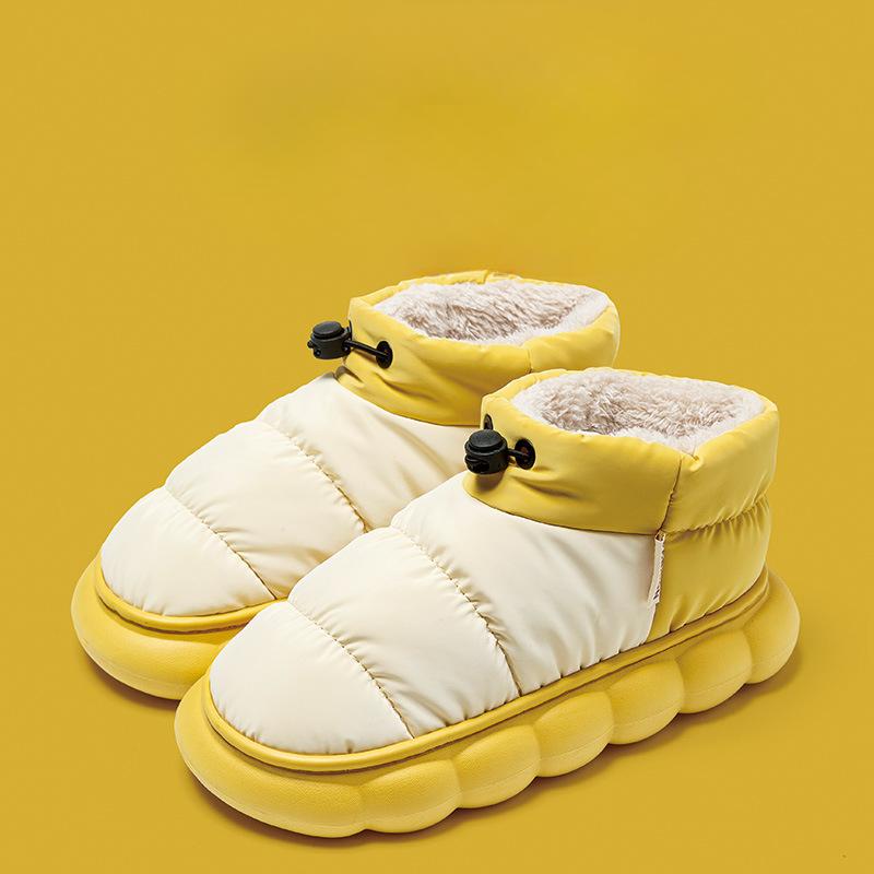 Dame og menn Vanntett Komfort Vinter Varm Faux Fleece Fuzzy Ankel Bootie Tøfler Plysjfôr Slip-on Hussko Anti-skli såle