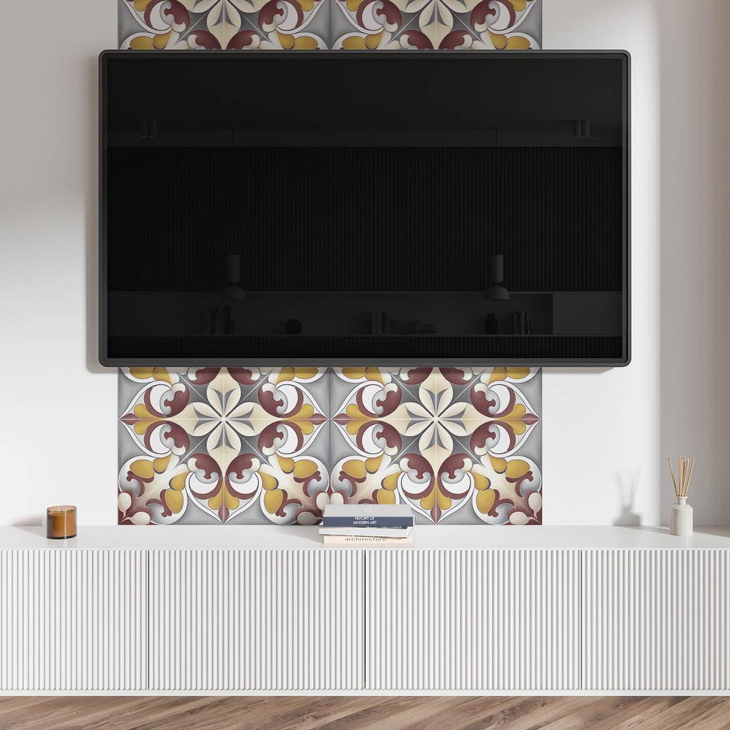 Panel Winylowy Z Nadrukiem - Dekoracja Do Sypialni 120X60 Cm Kwiatowy Wzór Mozaiki