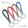 2-Piece Leather Cord Keychain Set with Silk Flower Tags