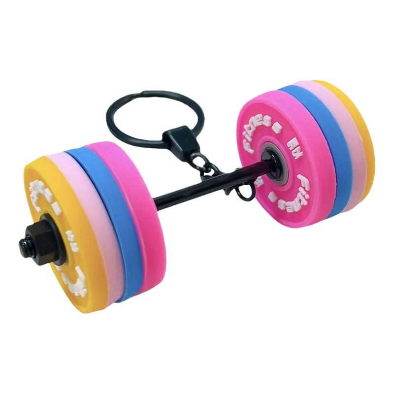 Creative Mini Fitness Barbell Model Keychain Pendant Couple Car Bag Key Chain Sports Decoration Pendant Cute Keychain Gift