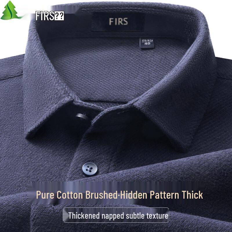 Shanshan Men's Thick Brushed Cotton Flannel Long-Sleeve Shirt