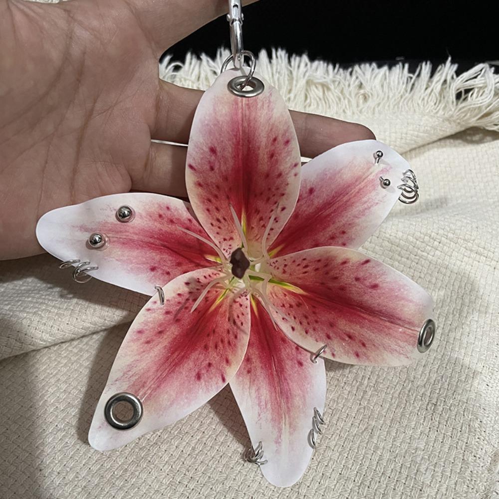 Phalaenopsis Orchid Lily Keychain Exquisite Bag Pendant Fashion Car Key Ring