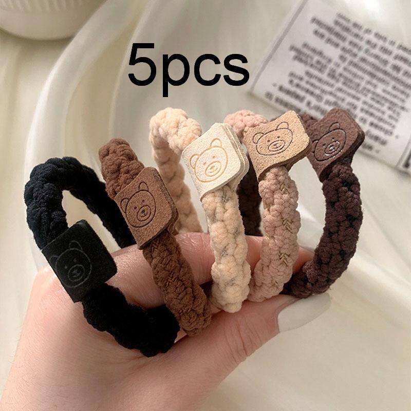 

5 шт./компл. Женские высокоэластичные резинки для волос, толстые резинки для волос, веревка, резинки для волос для девочек, черная резинка-скранчи, аксессуары для волос