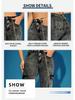 European & American Fashion Multi-Pocket High Elastic Denim Chain Work Pants