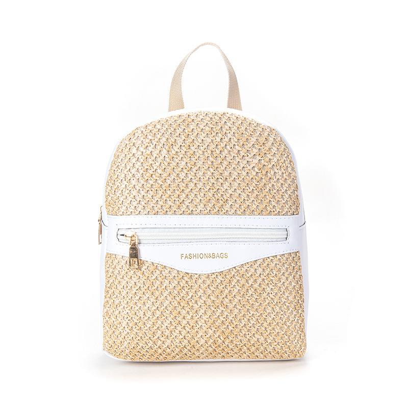 Fashion Summer Backpack Pastoral Grass Woven Schoolbag Personalized Contrasting Color Girls Backpack
