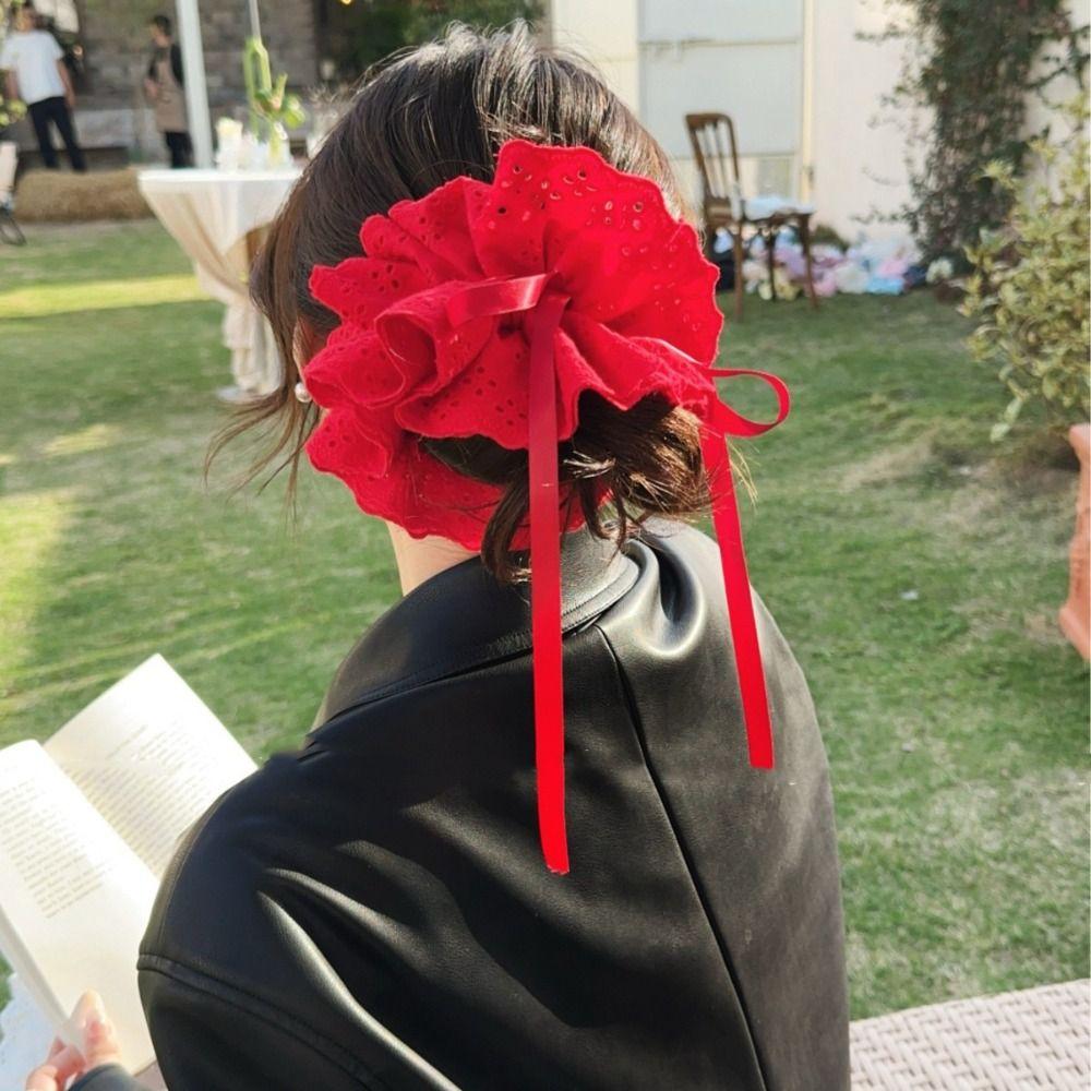 

Flower Shape Elastic Hair Bands Cloth Exaggerated Hair Rope Ballet Style Lace Scrunchies Girl Style 10