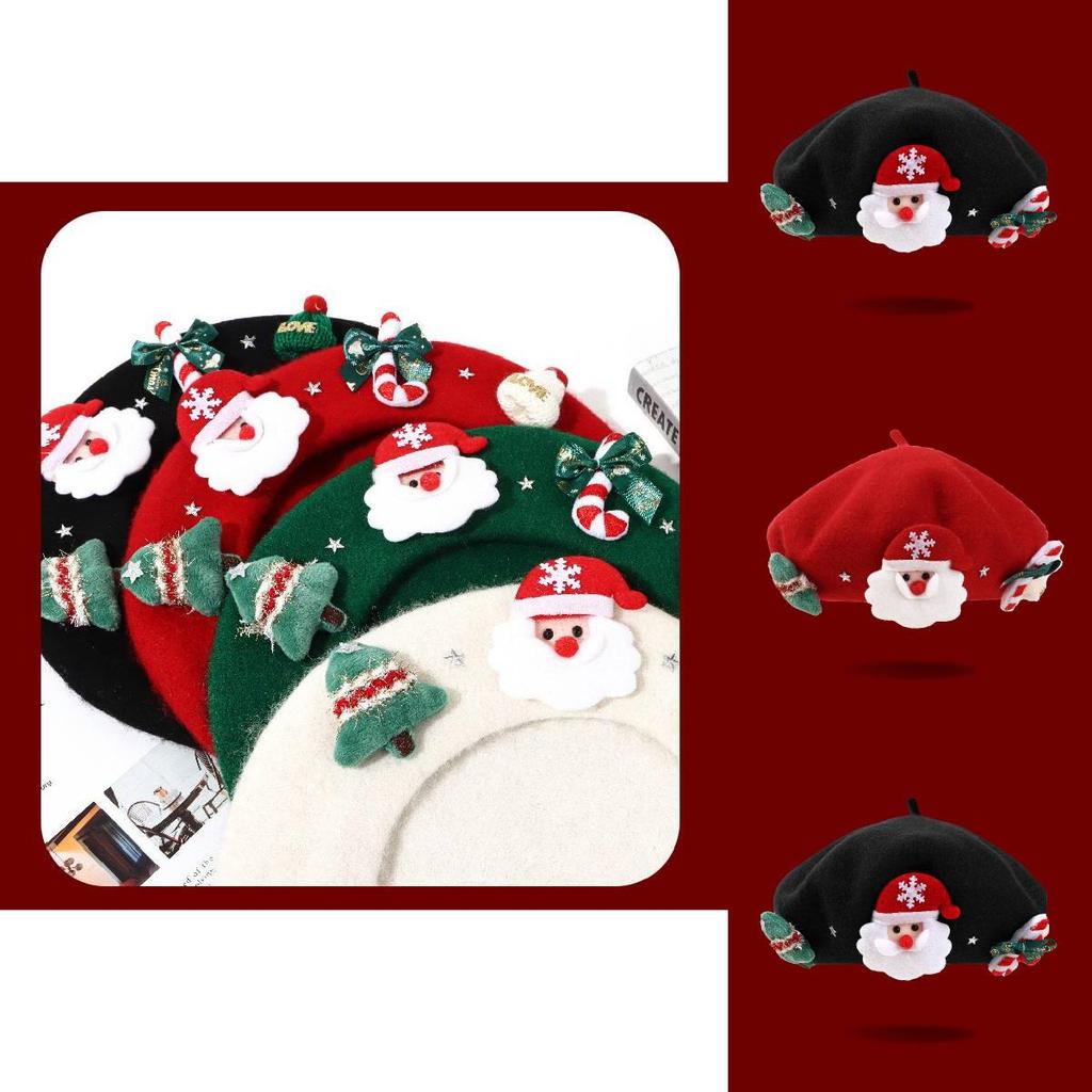 Trendy Japanese Childrens Wool Beret For Winter With Fun Christmas Motifs
