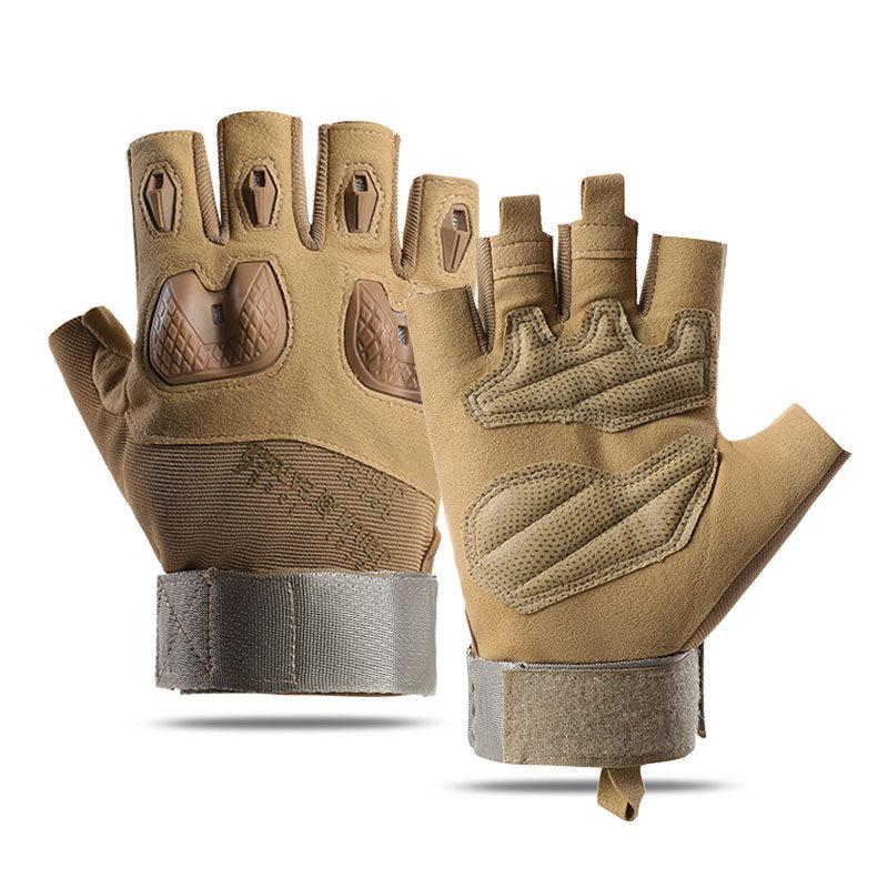 Men's Anti Slip Shock Absorption Half Finger Hard Shell Protection Training Mountaineering Military Fan Anti Cutting Tactical Gloves