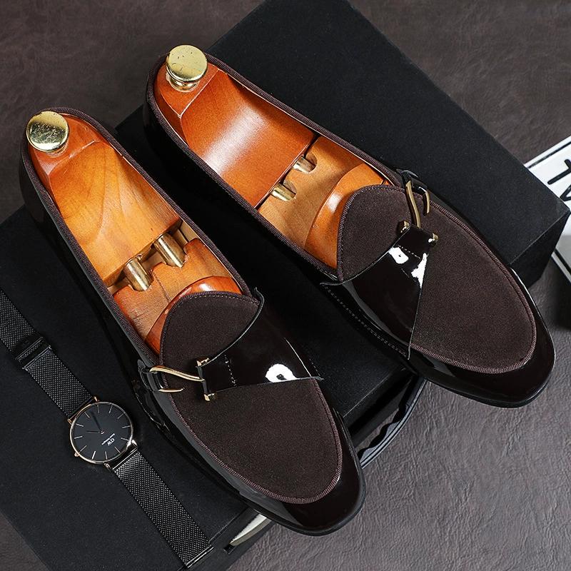 Fashion British Style Leather Mens Casual Shoes Formal Business Loafers Wedding Dress Slip on Flats Driving Mocassin Shoes Big Size 48