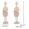 Exaggerated rhinestone pearl fashion personality large version champagne cup earrings earrings European and American new earrings