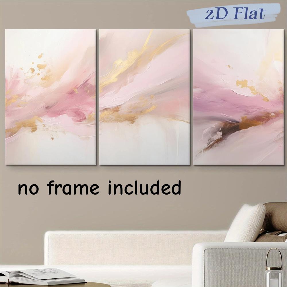 

3-piece set of modern minimalist abstract decorative paintings, pink gold foil hand-painted canvas hanging paintings, living roo (as the picture,20x30cm-3pcs)