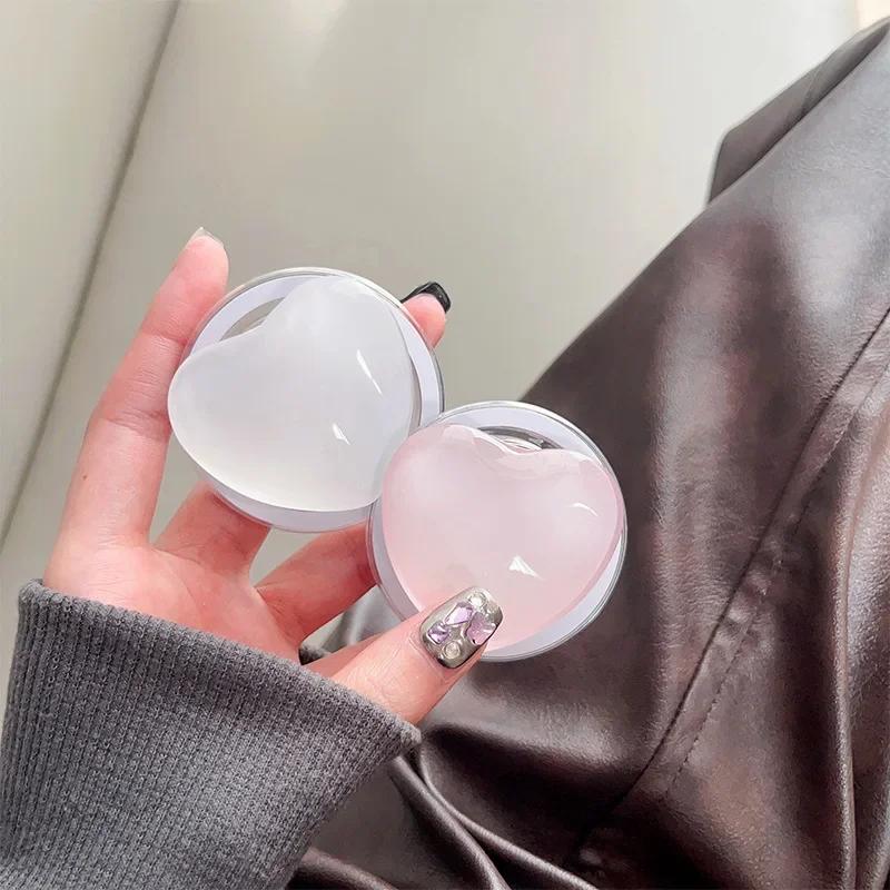Solid Color Glass Love Cell Phone Airbag Holder Magnetic Removable Desktop Support Portable Retractable Cell Phone Holder