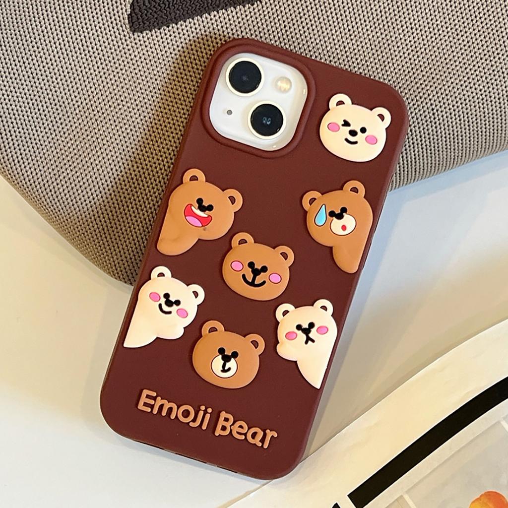 Cute Bear Cartoon Animal Silicone Phone Case for IPhone 12 13 14 15 16 Pro Max 14 15 Plus 15pro 11 Shockproof Soft Lovely Cover