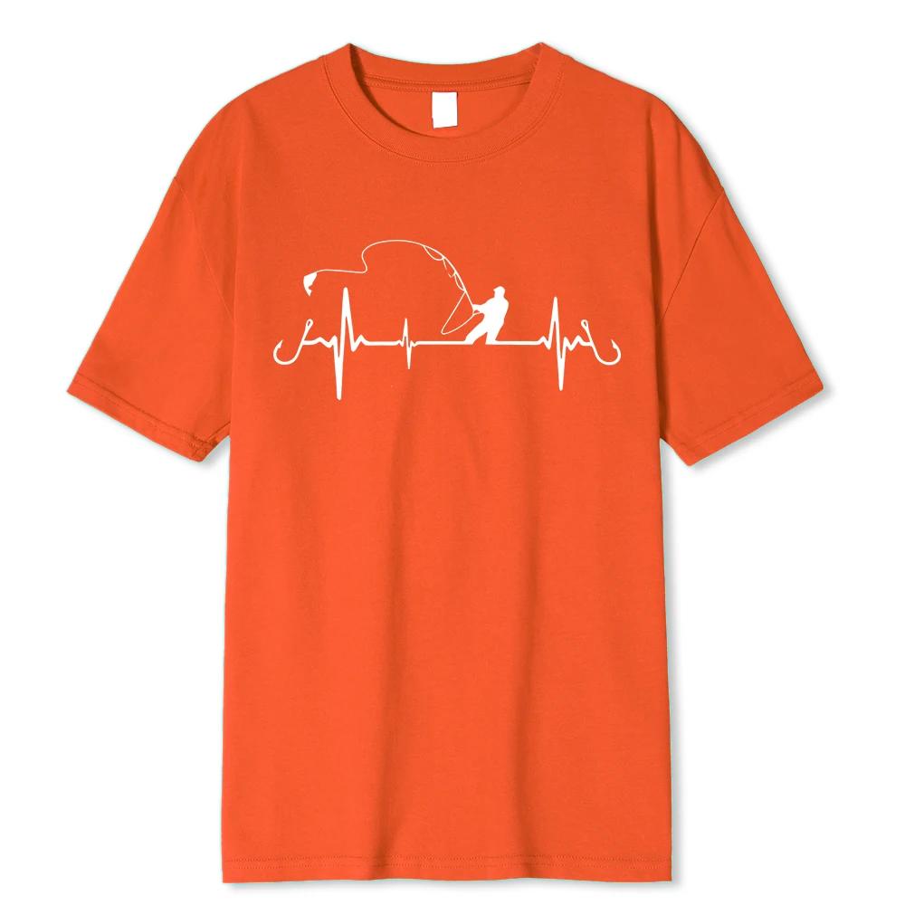Cotton Oversize Tee Fishing Heartbeat Novelty Funny T Shirt Hip Hop Tshirt Streetwear T-Shirt Harajuku Shirt Shirt Male