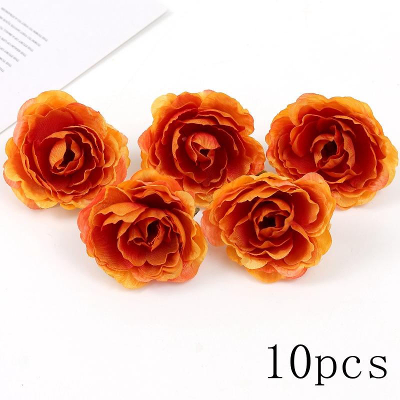 Orange Artificial Flowers Heads Silk Fake Flowers for Home Decor Party Marriage Wedding Decoration DIY Wreath Gifts Accessories