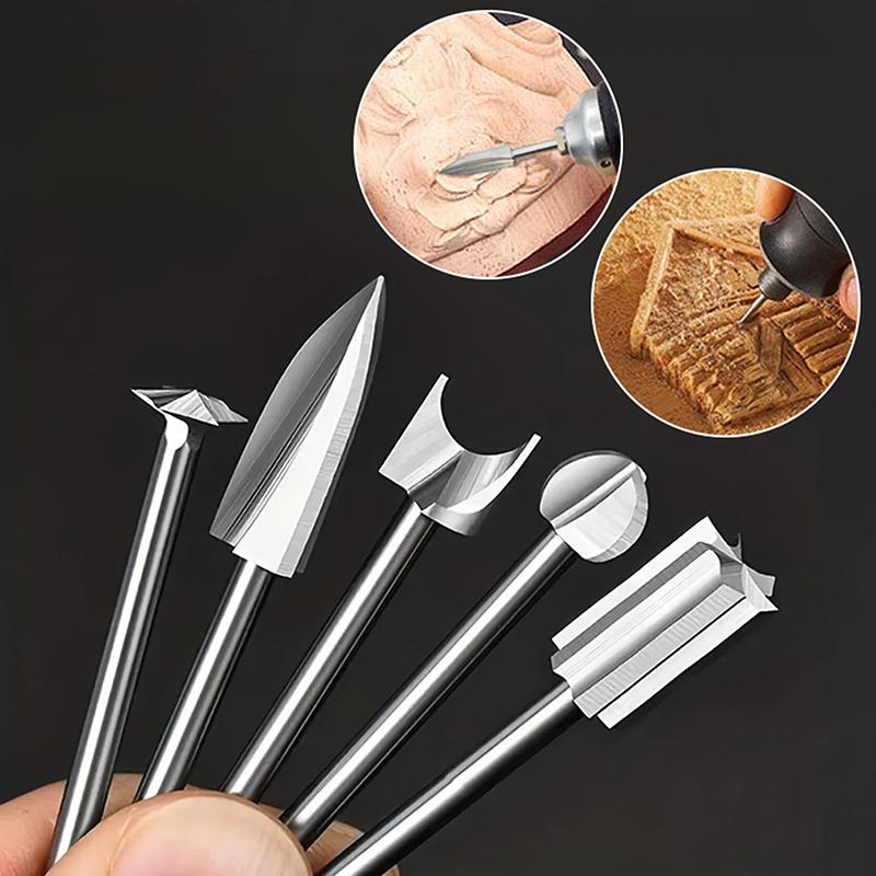 5/6 Stück Holz schnitzende Bohrer-Set mit 3 mm Schaft Kompatibel mit Dremel Rotationswerkzeug Holzbearbeitungszubehör