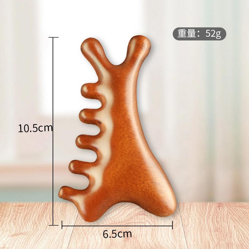 4-in-1 Scalp Massager Comb and Head Therapy Tool for Hair Loss, Gua Sha Meridian Relaxation - Premium Sandalwood Comb for Facial