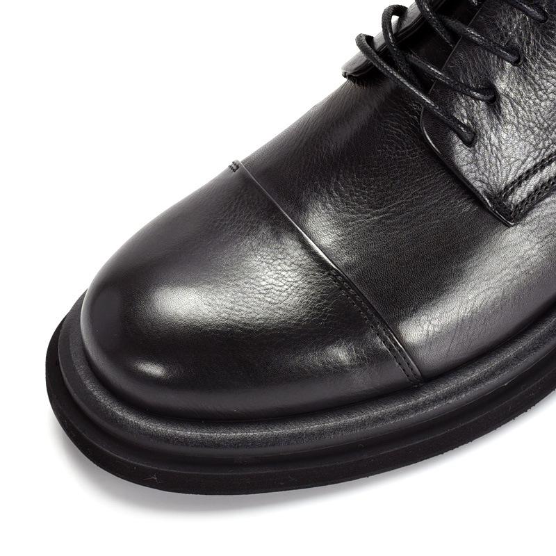 Men's Retro Handmade Genuine Leather Derby Shoes – Thick Sole, Three-Piece Toe, Perfect for Weddings and Formal Business Events